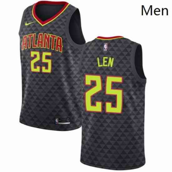Mens Nike Atlanta Hawks 25 Alex Len Authentic Black NBA Jersey Icon Edition